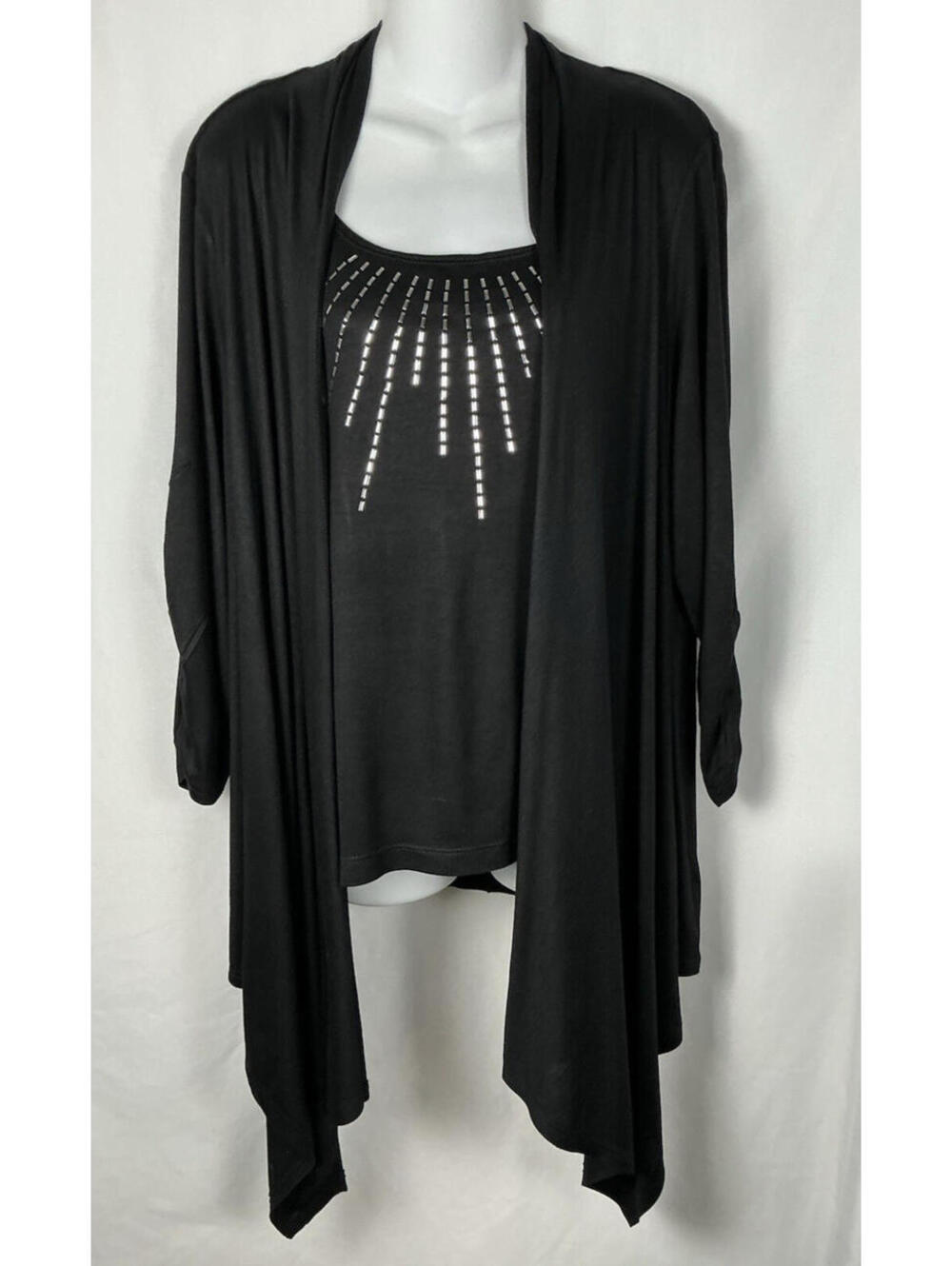 Kate & Mallory 2 Pc Tank and Cardigan Sweater 3/4 Sleeve   Size XL   NWT